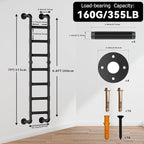 Black 6-Step Wall Mounted Steel Ladder, 6FT Egress Window Well Loft Ladder for Bunk Bed, Camper, RV – Wall/Floor-Mounted Indoor Climb for Basement, Loft, Dorm, Small Spaces