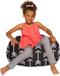 Posh Creations Bean Bag Chair for Kids, Teens, and Adults Includes Removable and Machine Washable Cover, Canvas White Arrows on Gray, 27in - Medium