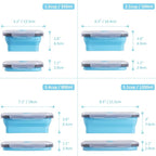Collapsible Food Storage Containers with Airtight Lid & Air Vent, 4 Sizes, Kitchen Stacking Silicone Collapsible Meal Prep Container Set for Leftover, Microwave Freezer Dishwasher Safe, Blue, Set of 4