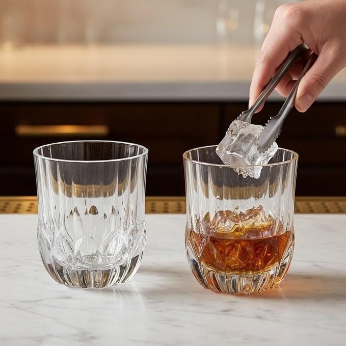 Luxury Italian Restaurant Crystal Double Rocks Glass, 2-Piece Gift Box Set