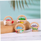 4 Pieces Mini Succulent Plant Resin Ornaments - Cute Car Dashboard Figurines Flower basket Set - Fairy Garden，Birthday Cakes Decoration，DIY Aquarium Moss Layout Desktop Landscape Accessories