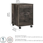 Bush Furniture Key West 2-Drawer Mobile File Cabinet, Letter/Legal, Dark Gray Hickory, 16-Inch (KWF116GH-03)
