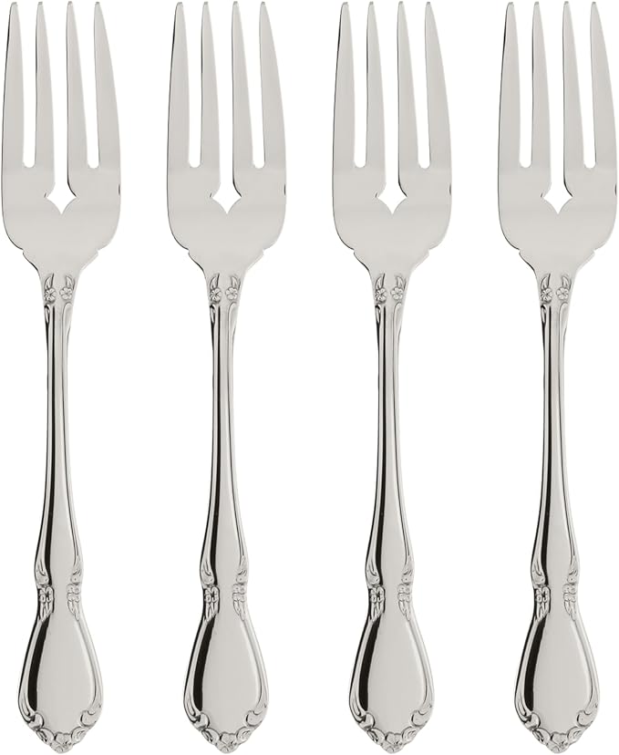 Oneida Silverware Set, Chateau Fine Flatware 4-Piece Salad Forks Set, Service For 4, 18/10 Stainless Steel Forks, Mirror Finish, Dishwasher Safe, Utensils, Metal Salad Fork (Silver, 4 Piece)