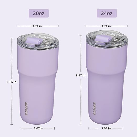 BJPKPK 20oz Spill Proof Coffee Tumbler, Insulated Stainless Steel Cup | Double Wall Vacuum, Leakproof Lid, Keeps Hot/Cold/Iced, BPA Free, Dishwasher Safe, Cupholder, Travel, Lavender