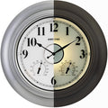 Andy Star 21 Inch Silver Illuminated Outdoor Wall Clock Waterproof with Thermometer and Hygrometer, Oversized Battery Operated Round Wall Clock, Big Silent Non Ticking Clock for Patio Pool Garden