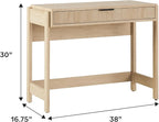 Walker Edison Office Writing and Computer Desk Spacious Desktop, Complementary in Living Spaces, 38 Inch, Reeded Coastal Oak