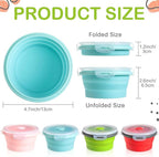 4 Pcs Collapsible Bowls with Lids Silicone Camping Food Storage Container Expandable Folding Salad Lunch Box Travel Container for Hiking Camping