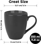 MIAMIO - Coffee Mugs Set of 6 (12 oz) - Le Papillon Collection (Black) | Modern ceramic coffee mugs for coffee, cappuccino and tea - microwave & dishwasher safe