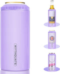 3 in 1 Slim Can Cooler for 12 OZ Skinny Can, Regular Can & Beer Bottle - Keep Cold for 6 Hours - Double Walled Insulated Stainless Steel Vacuum Beverage Can Insulator (Lavender Purple)