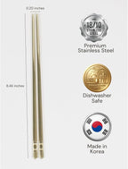 ONGI Korean Spoon and Chopstick 1 Set – Premium 18/10 Titanium Gold – Double Happiness Design – Gift-Ready – Made in Korea – Dishwasher Safe (Hee Pattern Gold 1 Set)
