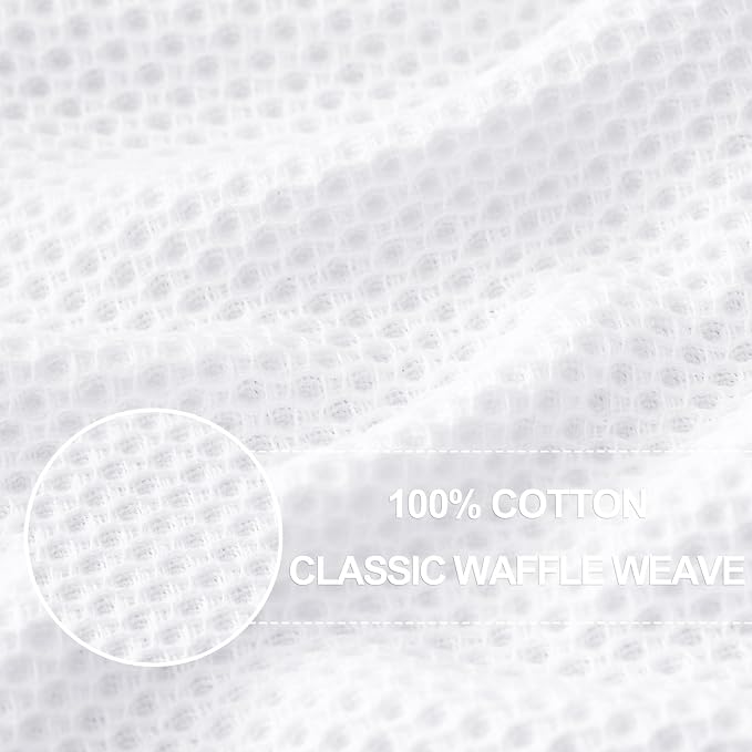 Homaxy 100% Cotton Oversized Waffle Weave Kitchen Towels, 7-Pack, White | 20 x 28 Inches, Ultra Soft Absorbent Dish Towels, Quick Drying Large Cleaning Towels