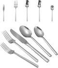 Silverware 45-Piece Flatware Set with Serving Utensils Stainless Steel Thick Heavy Mirror Polished Silver Cutlery Set for Wedding Hotel Restaurant, Service for 8