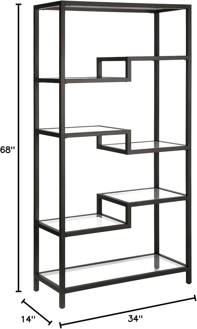 Johann 68'' Tall, Rectangular 8 shelves Bookcase in Satin Nickel