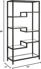Johann 68'' Tall, Rectangular 8 shelves Bookcase in Satin Nickel