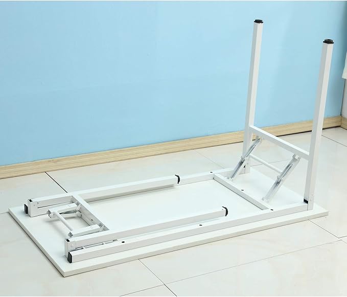 Computer Desk, 55 inche Modern Simple Style Folding Tables, Home Office Writing Desk, Space Saving Foldable Table, No Install Needed