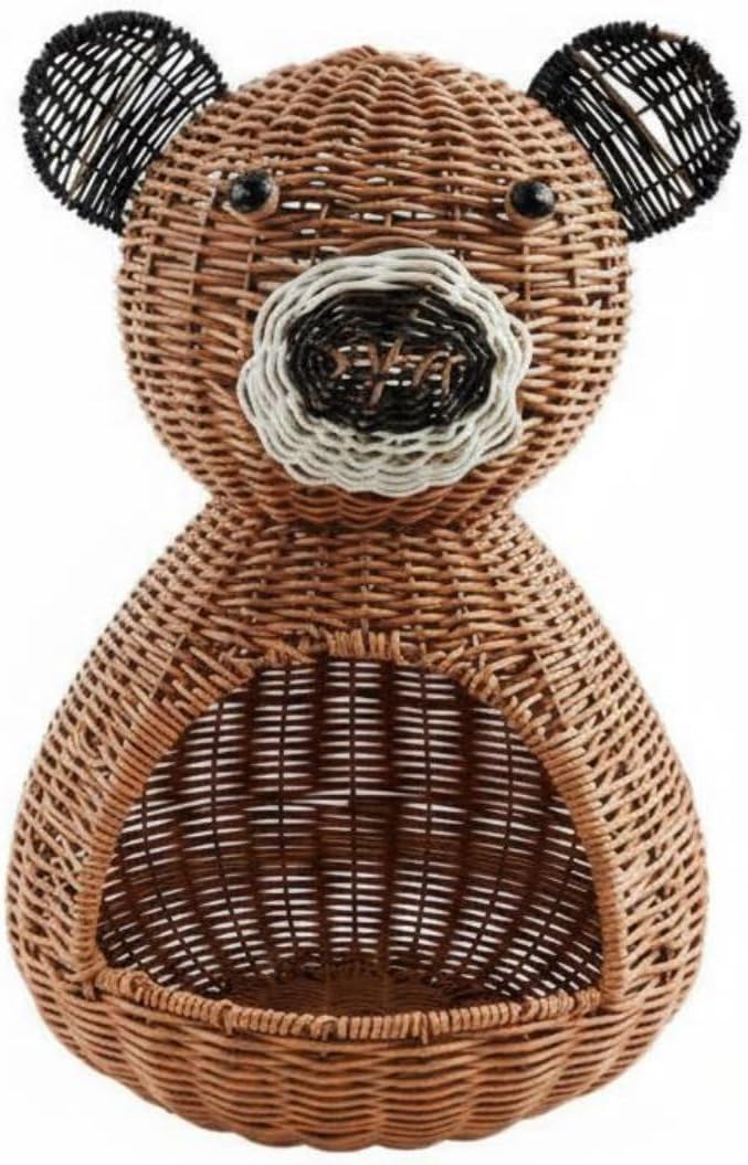 Bear Storage Basket Animal Basket Woven Organizer Decorative Bin PP Material With Open Front For Home Tidying Suitable for coffee tables shelves
