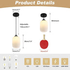 KCO Farmhouse Black Small 5.5” Ribbed Cylinder White Glass Pendant Light | Adjustable Cord E26 Hardwired Hanging Lamp Mid Century Modern Vintage Hanging Light for Kitchen Island Bedroom Dining Room