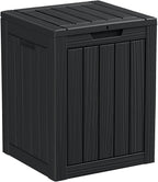 28 Gallon Resin Deck Box, Lockable Outdoor Storage Box for Patio Cushions Storage Furniture,Garden Tools, Pool Supplies, Weatherproof and UV Resistant（Black）