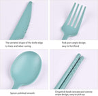 Camping Utensil Set, Reusable Utensils Set with Case, Plastic Cutlery Set Forks Spoon Tableware Chopsticks, Portable Cutlery Set for Travel Picnic Camping or Daily Use (Dark Color-4)