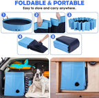 71" Large Dog Pool with Sprinkler, 2-in-1 Foldable Swimming Pool Non-Slip Hard Plastic Splash Sprinkler Kiddie Pool for Outdoor Backyard Kids Dogs Ducks and Pet Baths