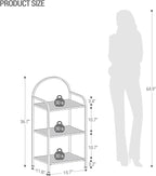 Bookcase Bookshelf, Tempered Glass Bookshelves, Slim Shelving Unit for Bedroom, Bathroom, Home Office, Steel Frame, 3 Tier Gold BC10301G