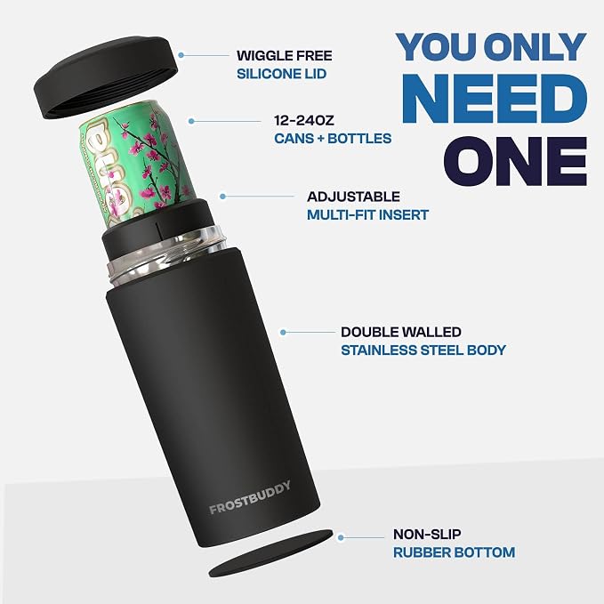 Frost Buddy XL Can Cooler - Fits 12/16/20/24 oz Cans & Bottles (Nebula) | Keeps drinks chilled 12+ hrs | No sweat, no condensation | Fits slim & standard cans | Durable, portable design