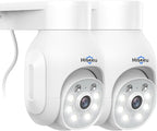 Hiseeu Security Camera Wireless Outdoor, 5MP Color Night Vision WiFi Surveillance Camera Pan/Tilt with Motion Detection/Siren/Light Alarm, 2-Way Audio, IP66 Weatherproof, No Monthly Fee, 2PCS