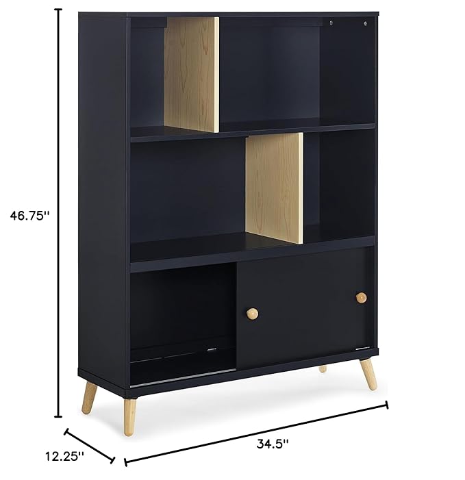 Delta Children Essex Bookcase - Greenguard Gold Certified, Black/Natural