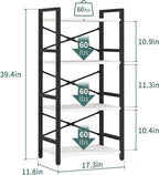 Yoobure 4 Tier Bookshelf - Small Book Shelf Industrial Bookcase, Narrow Book Case Book Storage Organizer for CD/Movie/Book, Bookshelves for Bedroom Office Living Room White