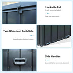 Metal Outdoor Storage Box, 150 Gallon Waterproof Deck Box for Patio Cushion, Outside Storage Cabinet Rust/UV Resistant, Lockable Garden Tool Storage Bin for Porch Package Delivery, Grey