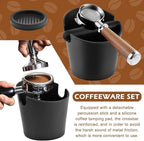 Coffee Knock Box, 5 Inch Espresso Dump Bin with Detachable Knock Rod & Silicone Tamper Pad, Non-Slip Base for Home Office Espresso Machine Accessories