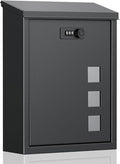 Uniclife Large Mailbox, Wall Mount Mailboxes for Outside, Black | Mail Boxes with Combination Lock, Security Locking Key Drop Box for House School Office and Outdoor