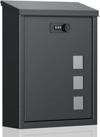 Uniclife Large Mailbox, Wall Mount Mailboxes for Outside, Black | Mail Boxes with Combination Lock, Security Locking Key Drop Box for House School Office and Outdoor