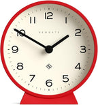 NEWGATE® M Mantel Echo Desk Clock | Modern Round Design | Red | Easy to Read Numbers | Contemporary Style for Desk, Table, Shelf or Bedside