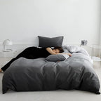 Gradient Gray Comforter Set Ombre White Gray Bedding Set Queen Women Aesthetic Comforter 3 PCs Gray Color Bed Comforter Set Queen Gradient White and Gray Comforter Set Queen
