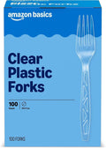 Amazon Basics Disposable Clear Plastic Forks, Premium Quality, 100 Count, Large Pack, Packaging May Vary (Pack of 10)