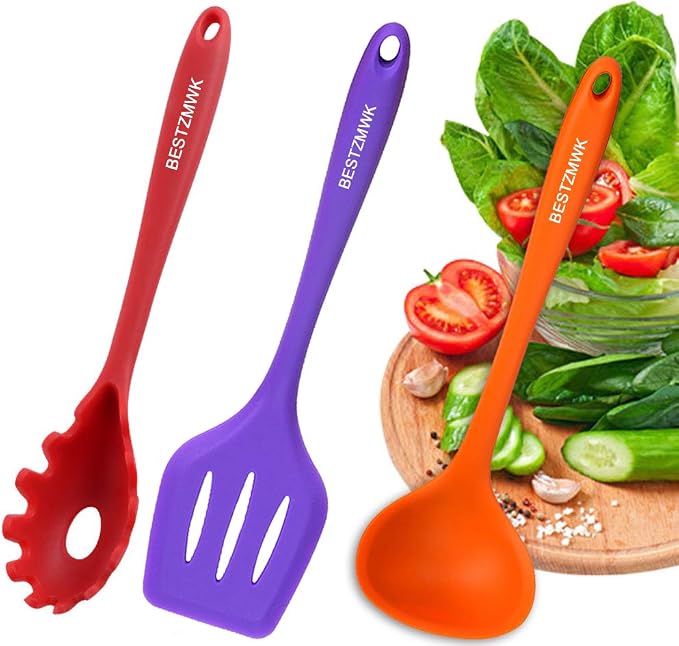 Kitchen Utensil Set - 11 Cooking Utensils - Colorful Silicone Kitchen Utensils - Nonstick Cookware with Spatula Set - Colored Best Kitchen Tools Kitchen Gadgets(Multi)