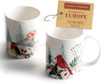 Maison d' Hermine Coffee Mug with Handles Tea Cups (15 Ounce, Pack of 2) | Fine Bone China Coffee Mugs for Hot Beverages Cappuccino Latte Home Restaurant Hotel Spring Summer -Morzine