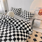 Wellboo Black White Plaid Comforter Sets Queen Women Men Black and White Checkerboard Grid Bedding Comforters Cotton Boys Girls Modern Black Checkered Geometric Quilts Luxury Abstract White Bedding