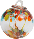 Yao Yuan 4 Inch Garden Hanging Gazing Ball Hand-Blown Glass for Hanging Gardens Window Outdoor Gazing Ball Witch Balls Glass Ornament (organe and red)