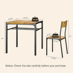 Gizoon 3-Piece Dining Table Set for 2, Small Kitchen Table & Chairs Rustic | Compact rustic 2-person dining set perfect for apartments. Features under-table storage rack and 2 chairs that tuck away.