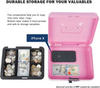 Kyodoled Large Cash Box with Combination Lock,Safe Metal Money Box with Money Tray for Security Lock Box 9.84"x 7.87"x 3.54" Pink Large
