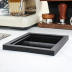 DIBTSA Espresso Coffee Ground Knock Box Chute, Built-in Desktop Waste Bucket, Stainless Steel Bottomless Knocking Residue Box (Trapezoid)