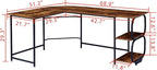 Anivia 68.9" Reversible L Shaped Desk with Storage Shelves - Corner Computer Desks Gaming Table Workstation for Home Office, Writing, Study, Caramel Brown
