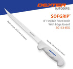 Dexter Outdoors SOFGRIP 8" Flexible Fillet Knife with Edge Guard | Corrosion-resistant high-carbon American stainless blade with soft non-slip grip. Edge guard included, made in USA.