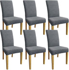 Promindfly Dining Chair Covers, 3D Jacquard Fabric Chair Covers for Dining Room, Anti-Scratch Chair Covers Set of 6, Stretch Washable Dining Chair Covers for Kitchen, Hotel