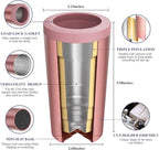 Pealeap 4-in-1 Insulated Slim Can Cooler for All 12oz Cans & Beer Bottles | Double-walled Stainless Steel Vacuum Can Cozy | Keep 8Hrs Cold | Universal Fits 12oz Drinks | No Sweat | Cup Holder Friendly