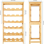 Wine Rack 24-Botttle Freestanding Floor, 6-Tier Wine Rack Shelf with Table Top, Bamboo Display Wine Storage Shelves Kitchen Bar Dining Room Living Room, Natural