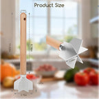 Meat Masher Stainless Steel Meat Chopper, 6-Blade Ground Beef Chopper Tool with 11" Wooden Handle for Hamburger,Turkey & Potato Masher(L, Wood Handle-2pcs)