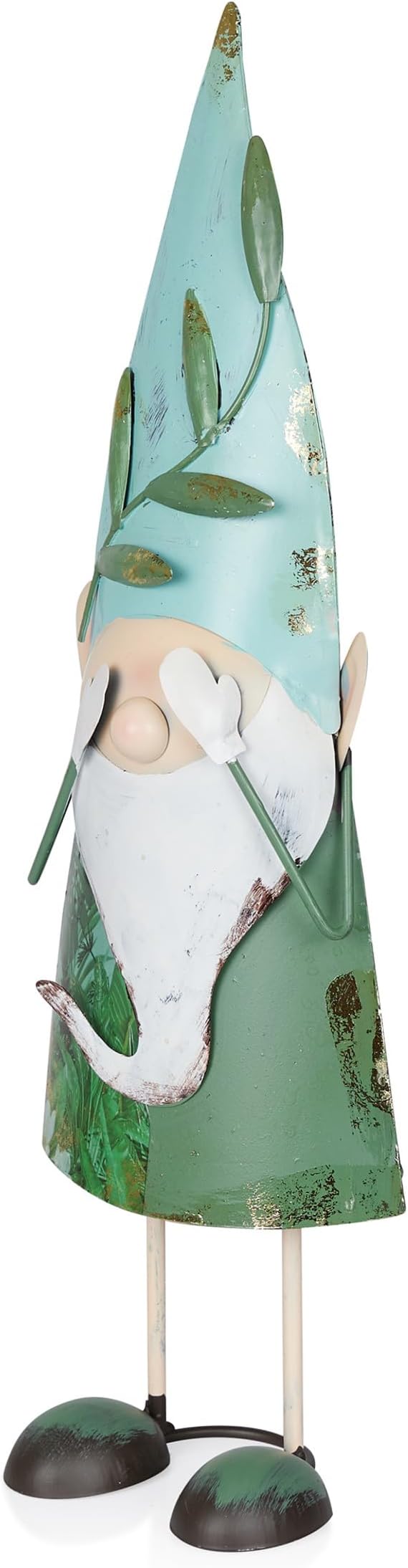 Alpine Corporation MCC798HH See No Evil Metal Gnome Decor, Whimsical Playful Décor for Patio & Garden, 19" H, Green